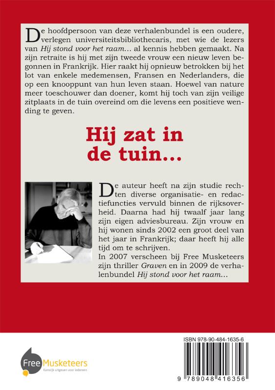 Achterkant van Hij zat in de tuin