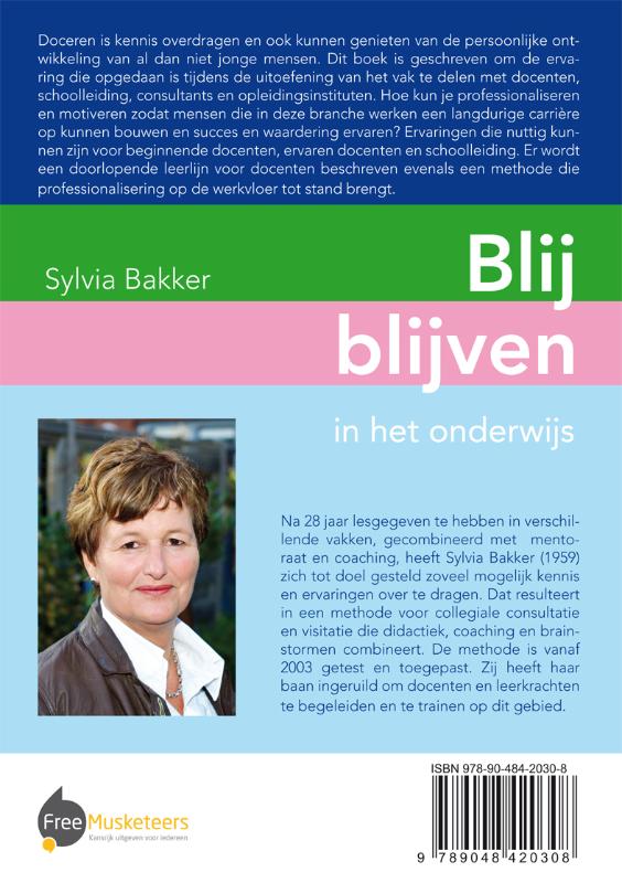 Achterkant van Blij blijven in het onderwijs