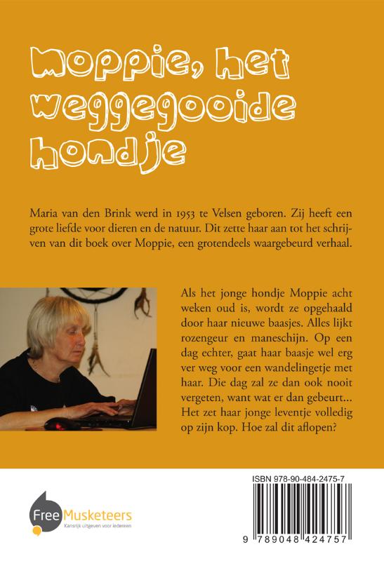 Achterkant van Moppie, het weggegooide hondje