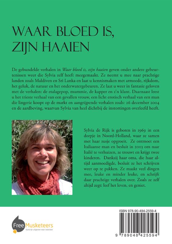 Achterkant van Waar bloed is, zijn haaien