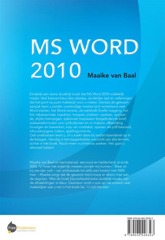 Achterkant van MS Word 2010