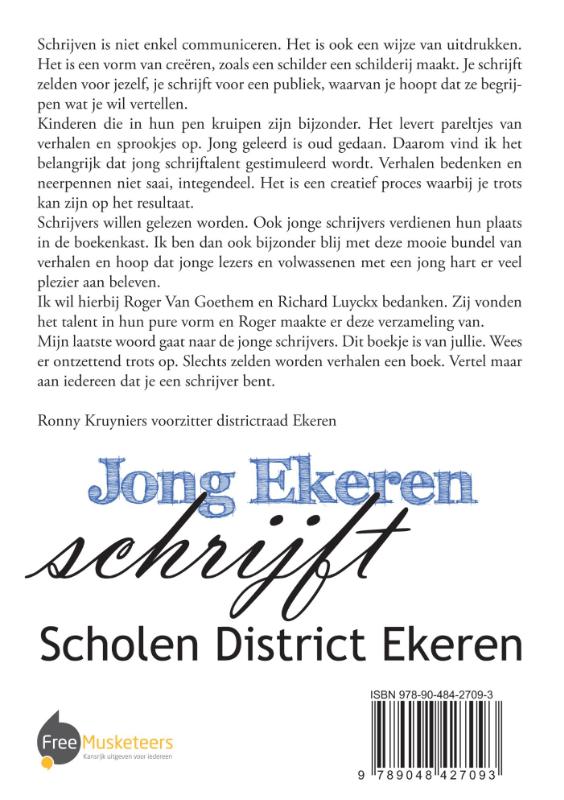 Achterkant van Jong Ekeren schrijft