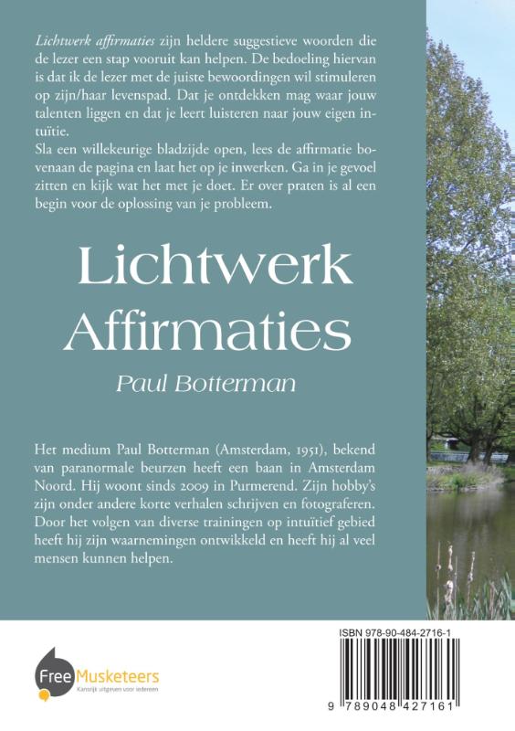 Achterkant van Lichtwerk affirmaties