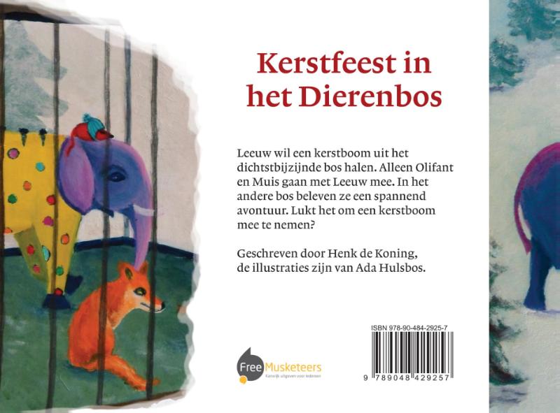 Achterkant van Kerstfeest in het dierenbos