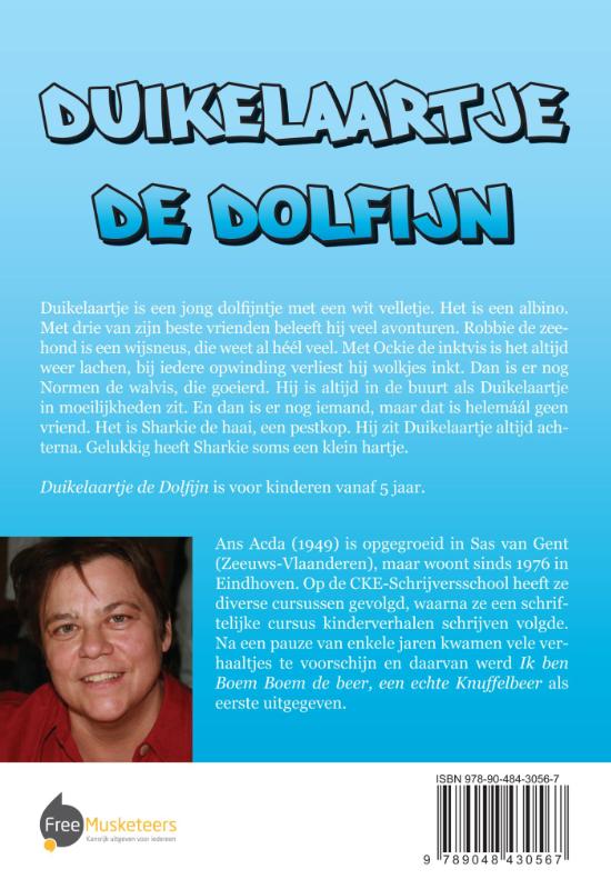 Achterkant van Duikelaartje de dolfijn