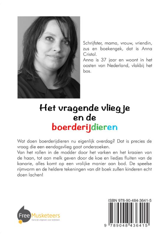 Achterkant van Het vragende vliegje en de boerderijdieren