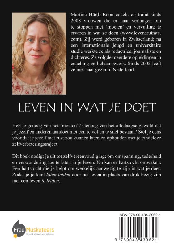Achterkant van Leven in wat je doet