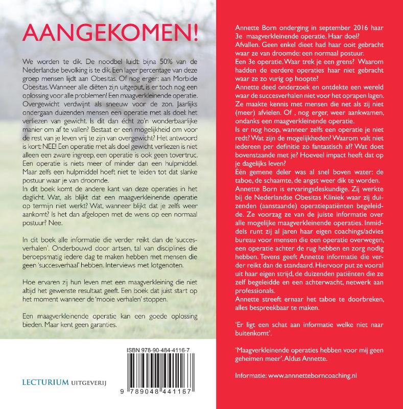 Achterkant van Aangekomen!