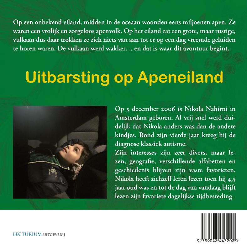 Achterkant van Uitbarsting op Apeneiland