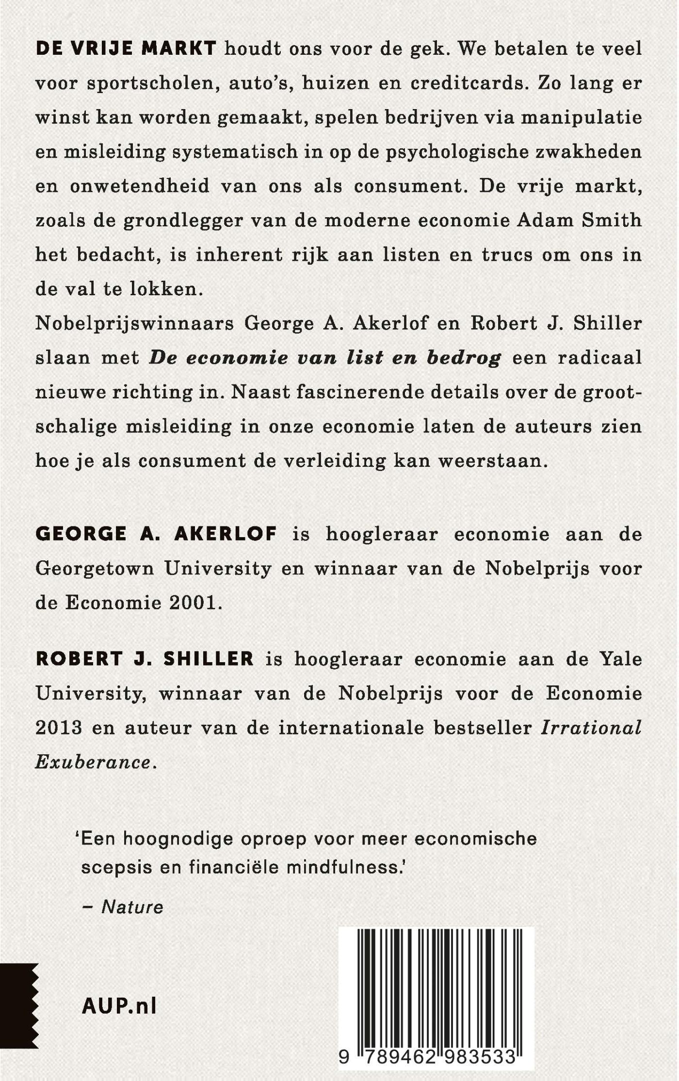 Achterkant van De economie van list en bedrog