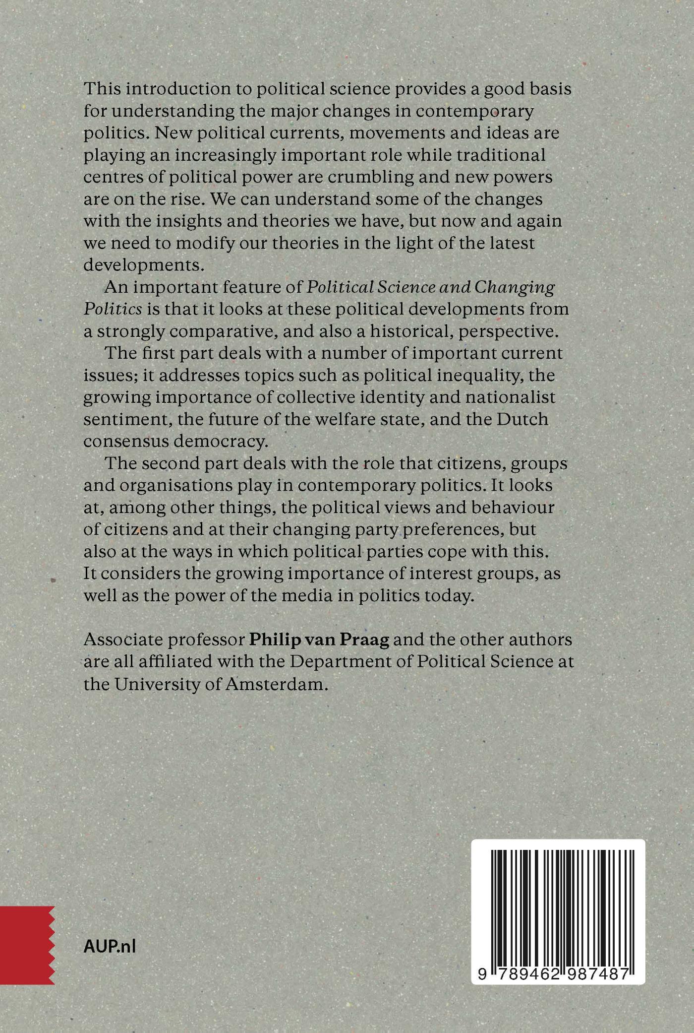 Achterkant van Political science and changing politics