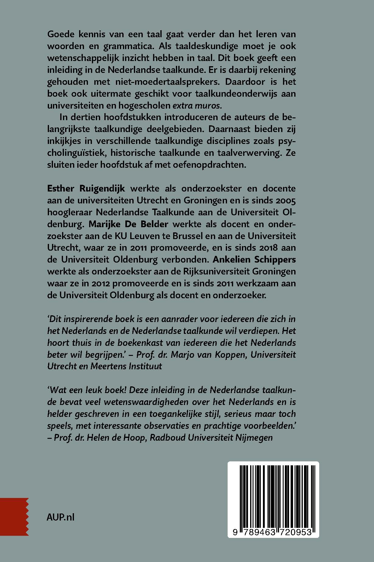 Achterkant van Inleiding Nederlandse taalkunde