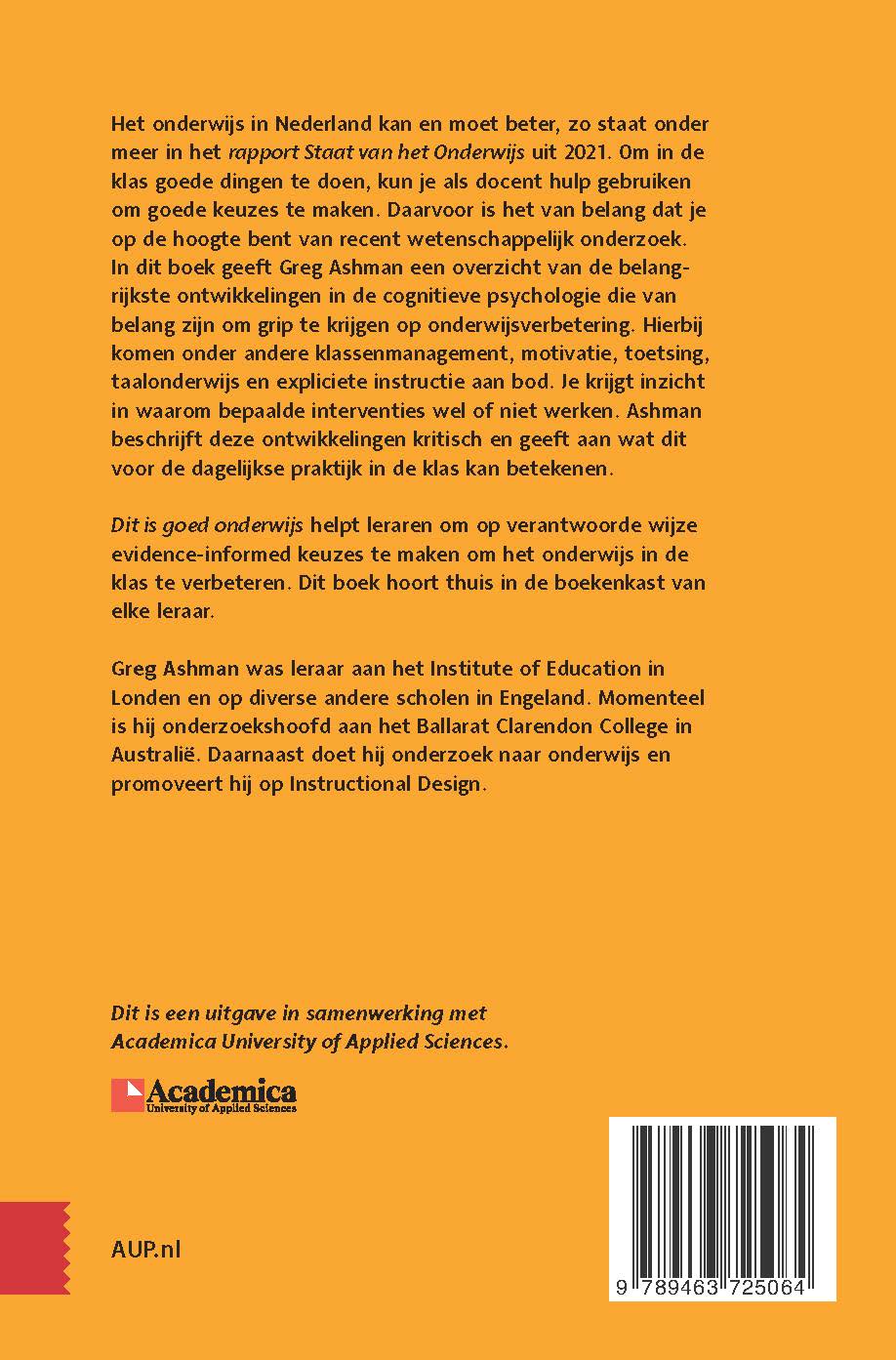 Achterkant van Dit is goed onderwijs