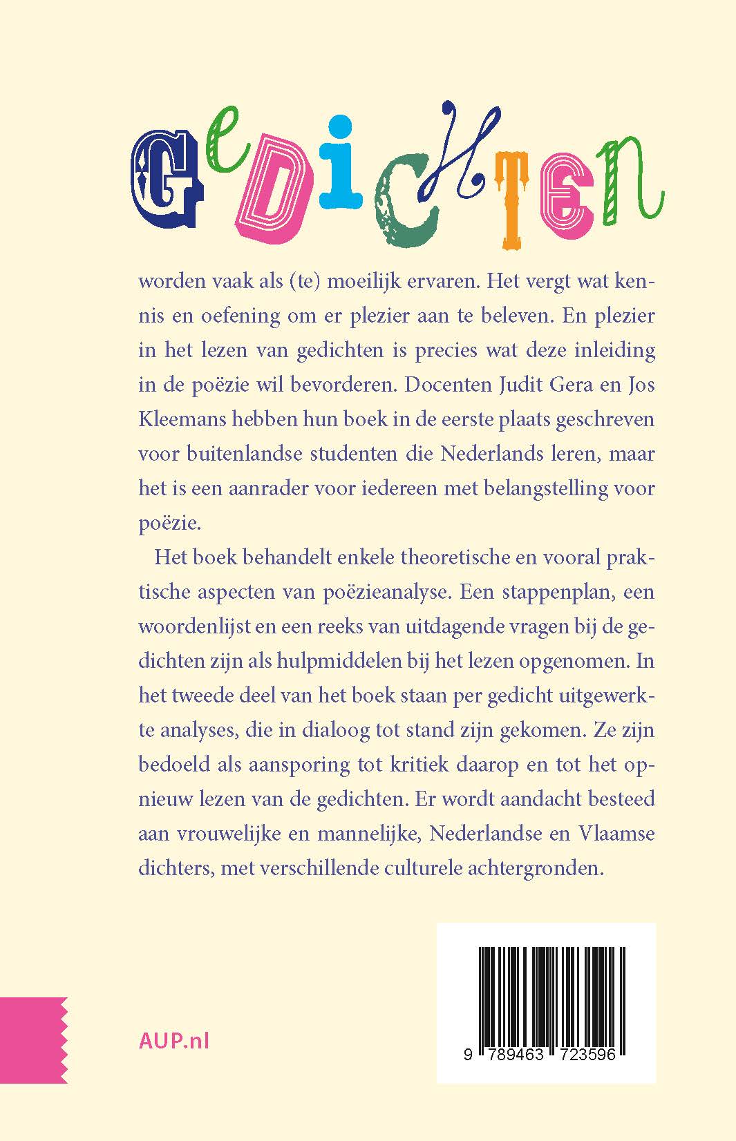 Achterkant van Plezier in poëzie