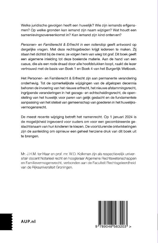 Achterkant van Personen- en Familierecht en Erfrecht