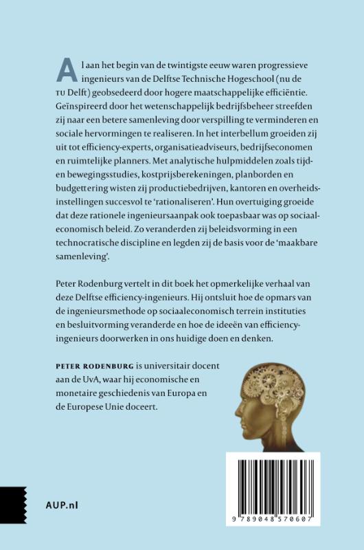Achterkant van Pioniers van efficiëntiedenken