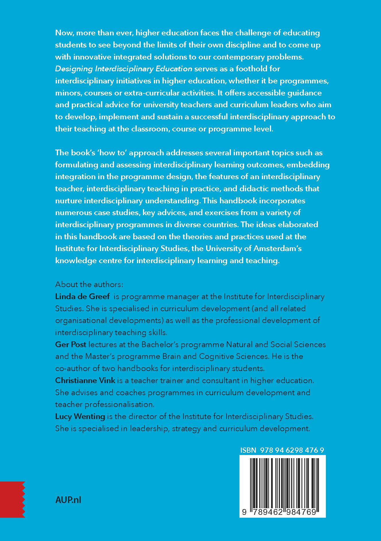Achterkant van Designing Interdisciplinary Education