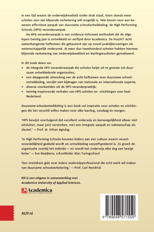Achterkant van Duurzame schoolontwikkeling