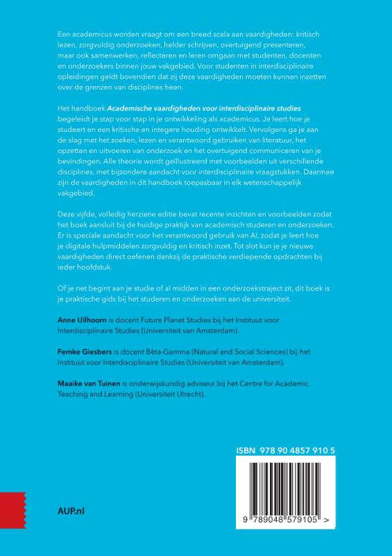 Achterkant van Academische vaardigheden voor interdisciplinaire studies