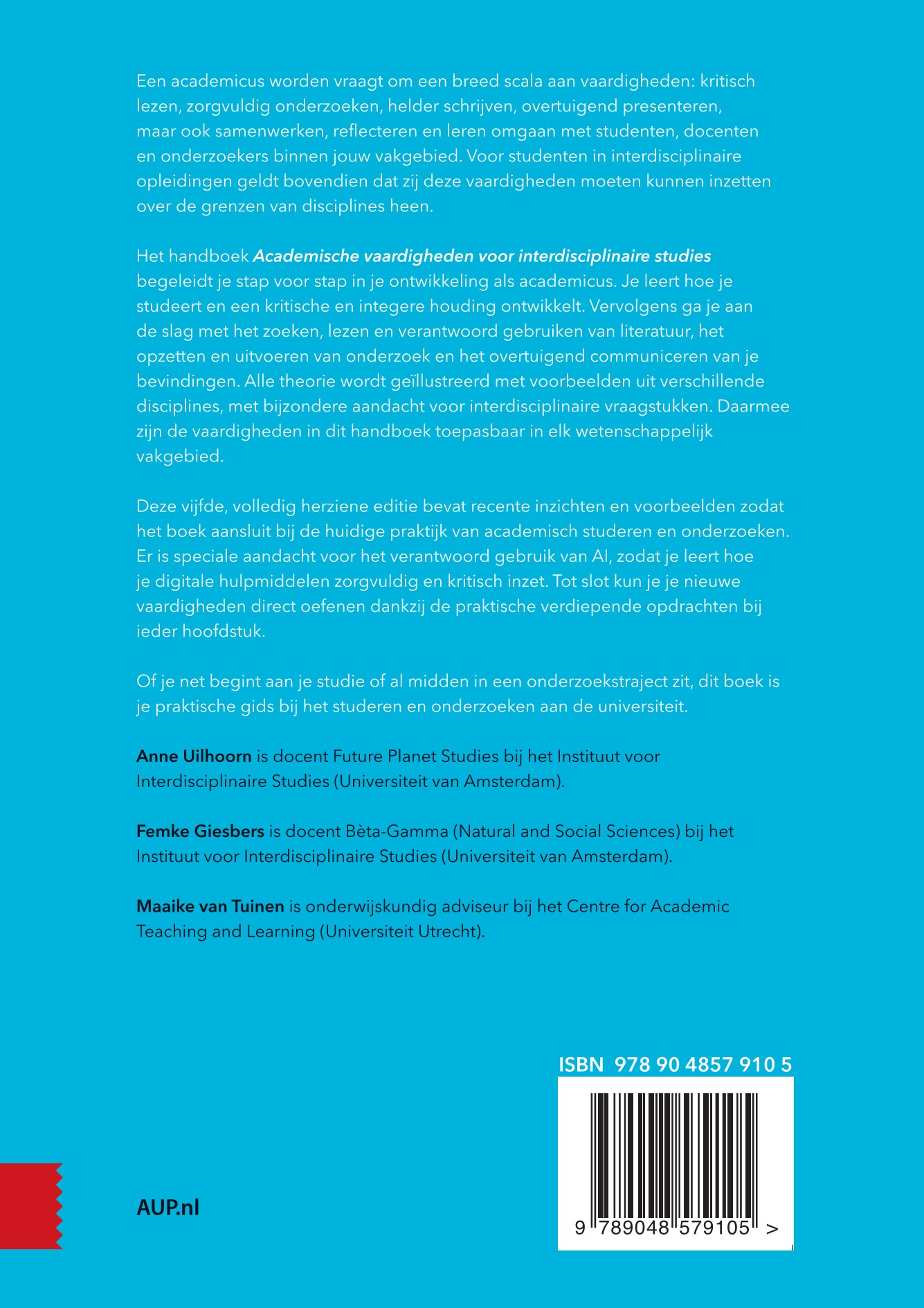 Achterkant van Academische vaardigheden voor interdisciplinaire studies