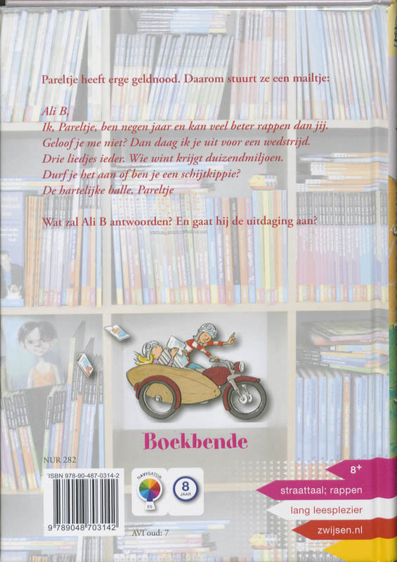 Achterkant van Pareltje en de rapwedstrijd