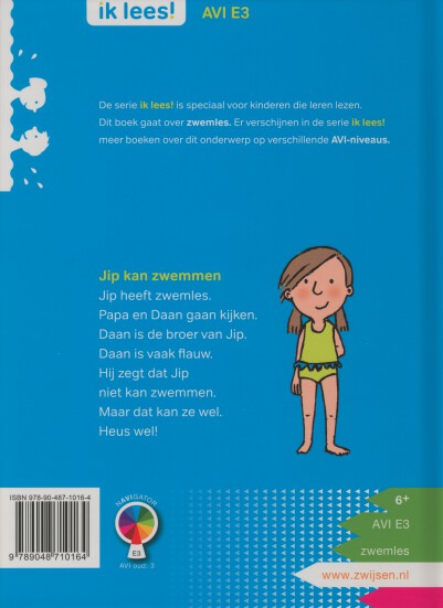Achterkant van Jip kan zwemmen