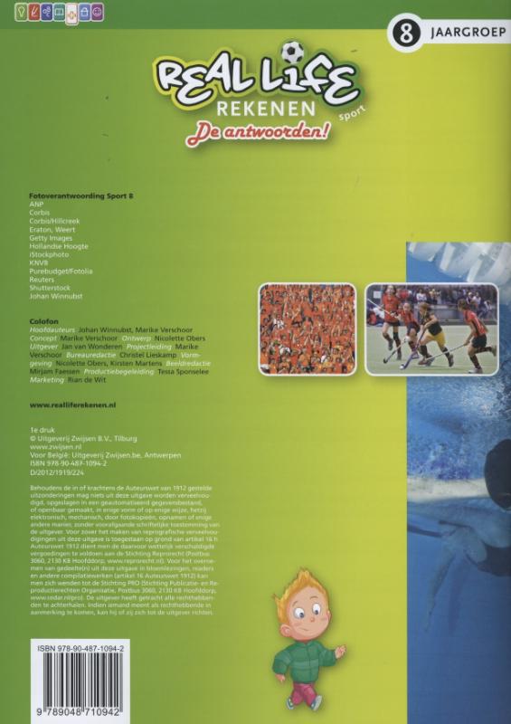 Achterkant van Sport jaargroep 8