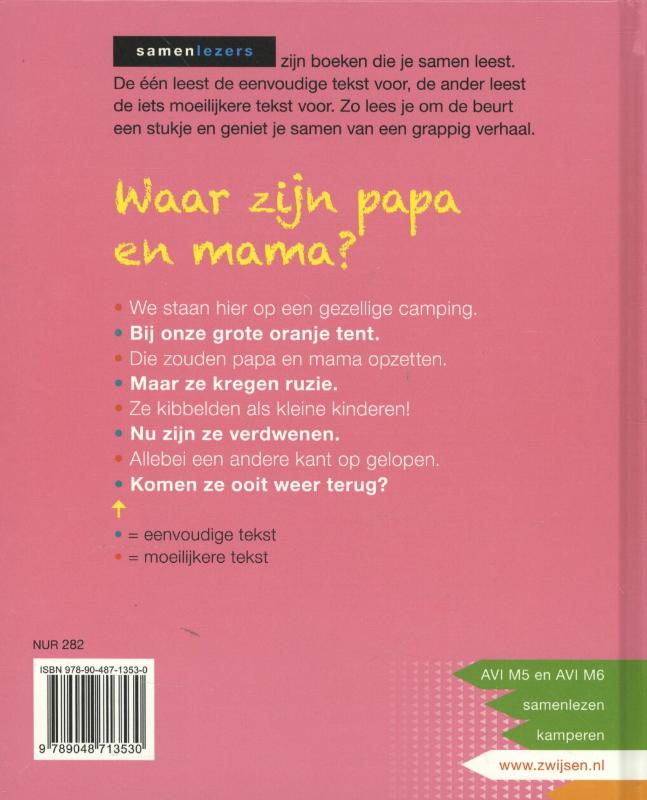 Achterkant van Waar zijn papa en mama?