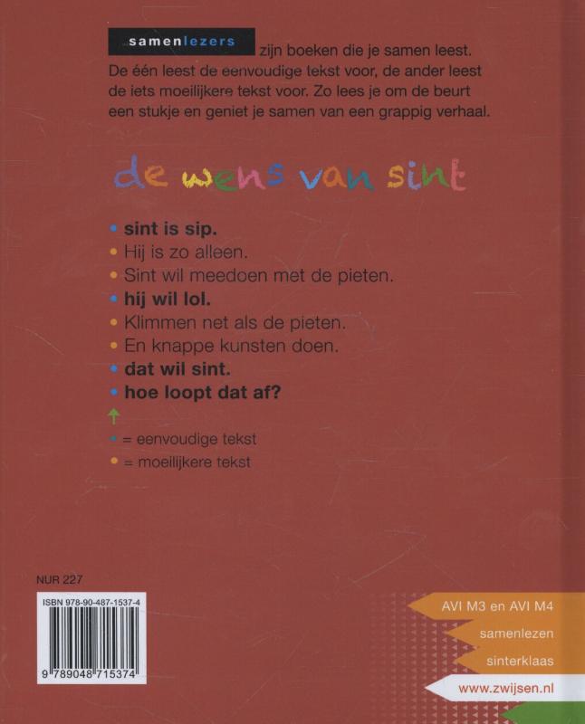 Achterkant van De wens van Sint