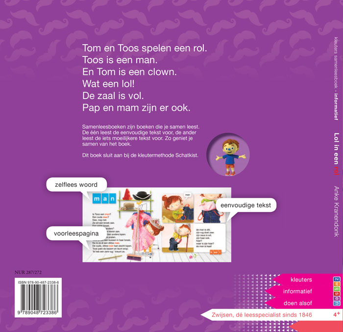 Achterkant van Lol in een rol