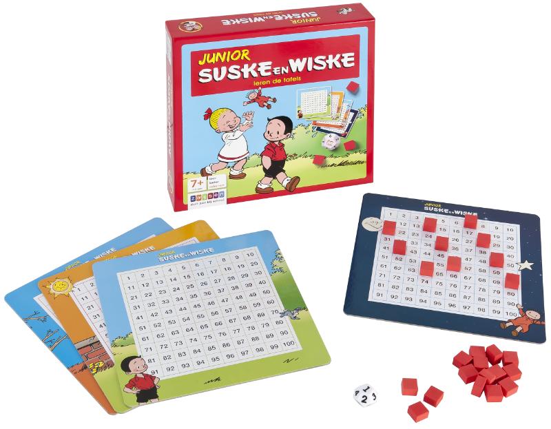 Achterkant van Suske & Wiske leren de tafels