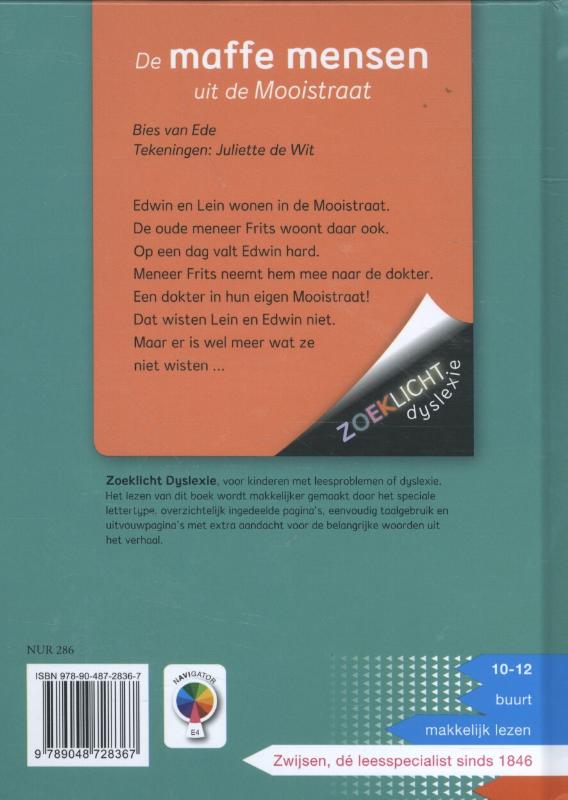 Achterkant van De maffe mensen uit de Mooistraat
