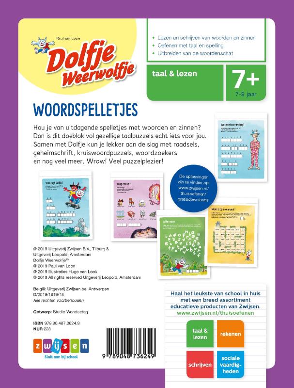 Achterkant van Dolfje Weerwolfje Woordspelletjes