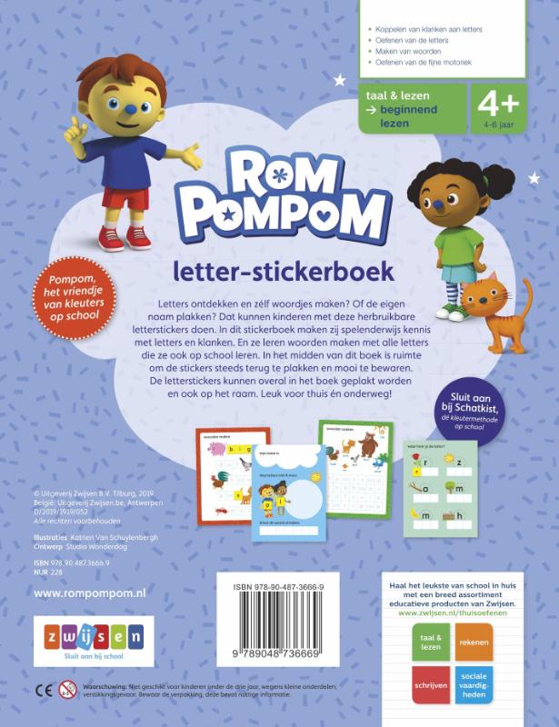 Achterkant van Rompompom letter-stickerboek