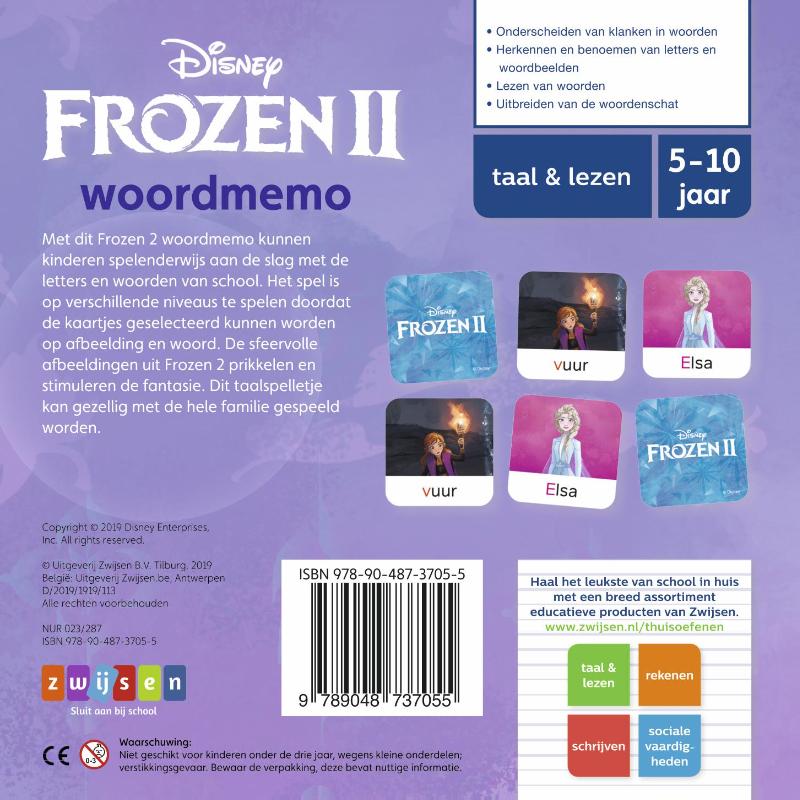 Achterkant van Frozen 2 woordmemo