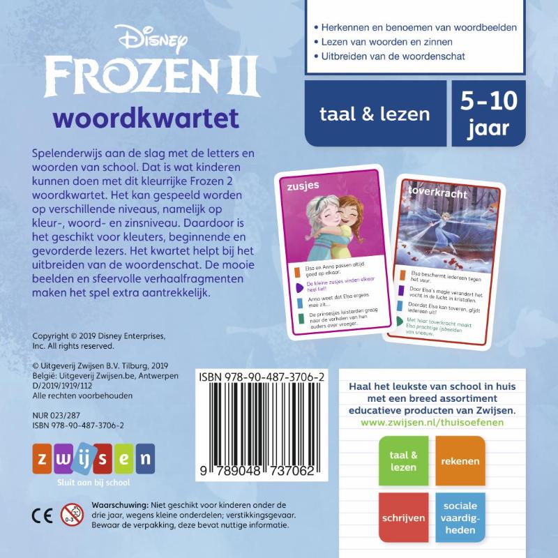 Achterkant van Frozen 2 woordkwartet