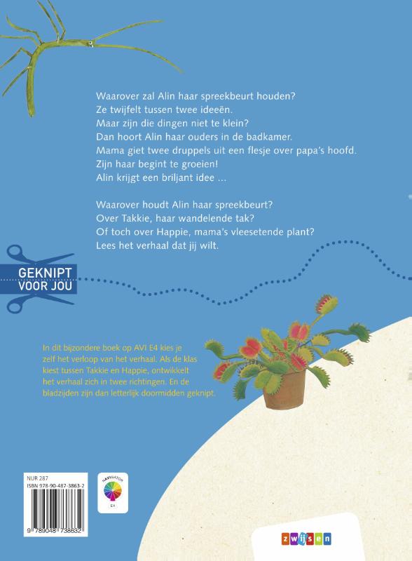 Achterkant van De spreekbeurt van Alin: over een wandelende tak of een vleesetende plant?
