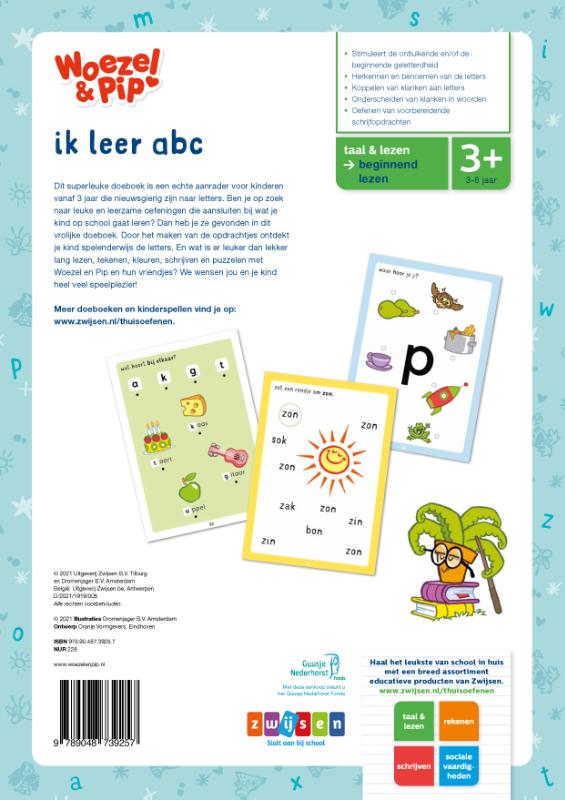 Achterkant van Woezel & Pip ik leer abc