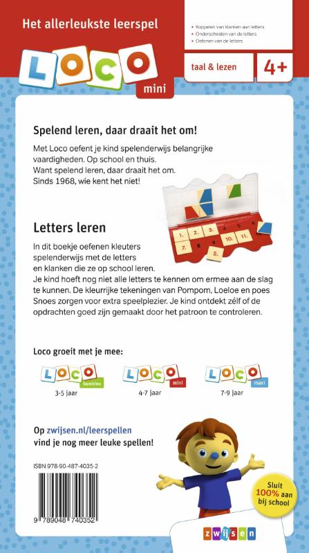Achterkant van Loco Mini Rompompom ik leer letters
