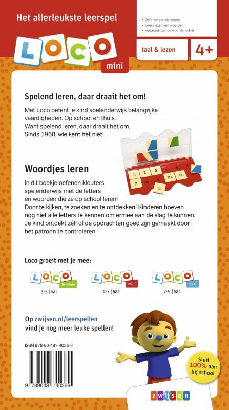 Achterkant van Loco Mini Rompompom ik leer woordjes