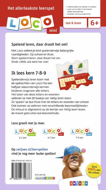 Achterkant van Loco Mini veilig leren lezen ik lees kern 7-8-9