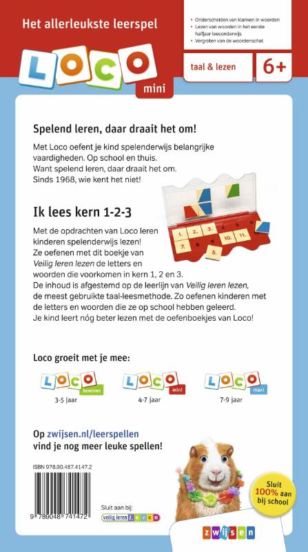 Achterkant van Loco mini Veilig leren lezen ik lees kern 1-2-3