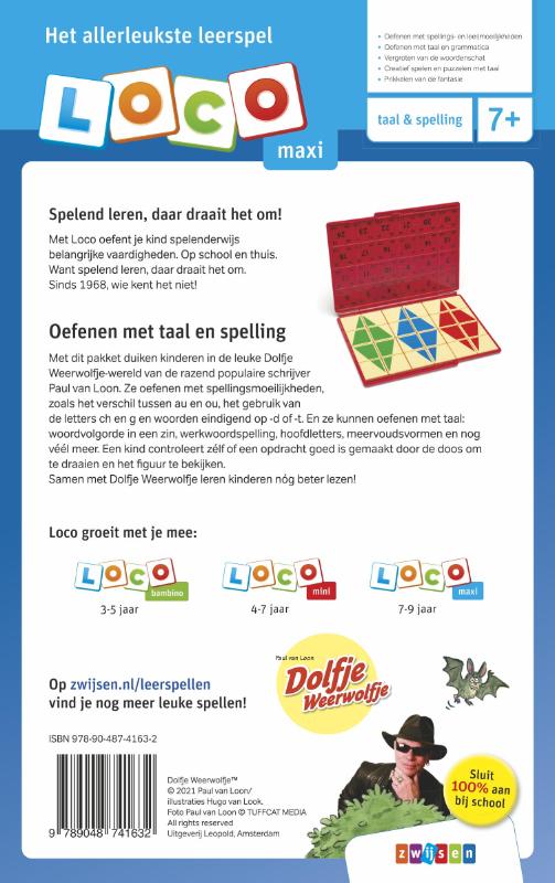 Achterkant van Loco maxi Dolfje Weerwolfje pakket taal & spelling