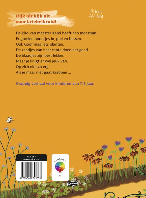 Achterkant van Kijk uit kijk uit voor kriebelkruid!
