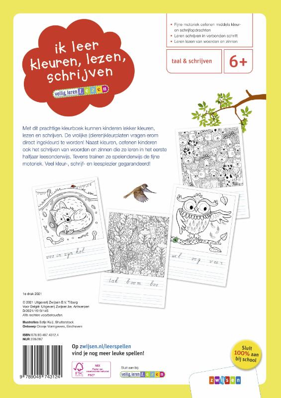 Achterkant van ik leer kleuren, lezen, schrijven