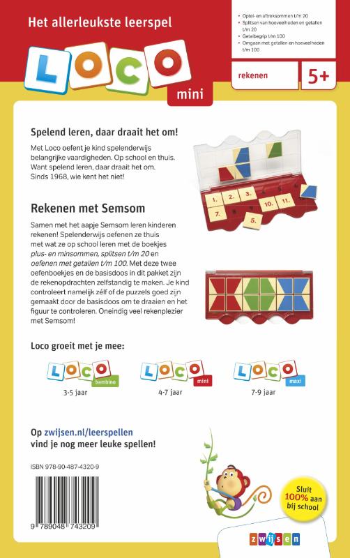 Achterkant van Loco mini Semsom pakket rekenen