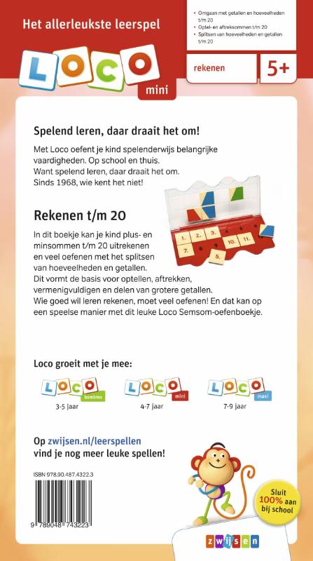 Achterkant van Semsom plus- en minsommen, splitsen tot 20