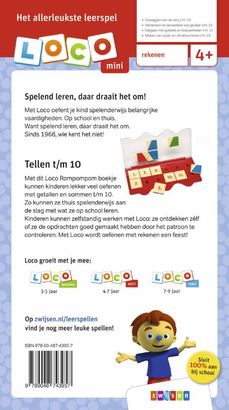 Achterkant van Loco mini Rompompom ik leer tellen t/m 10