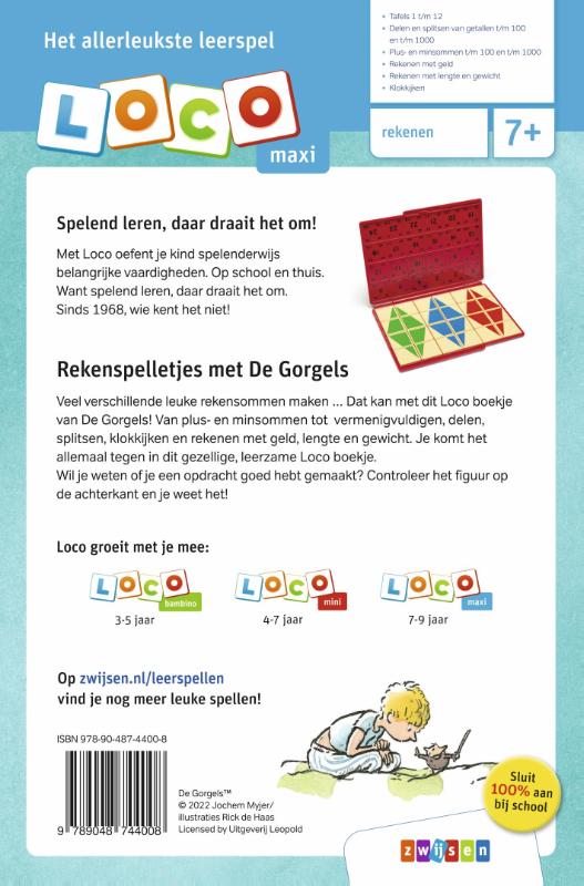 Achterkant van De Gorgels rekenspelletjes