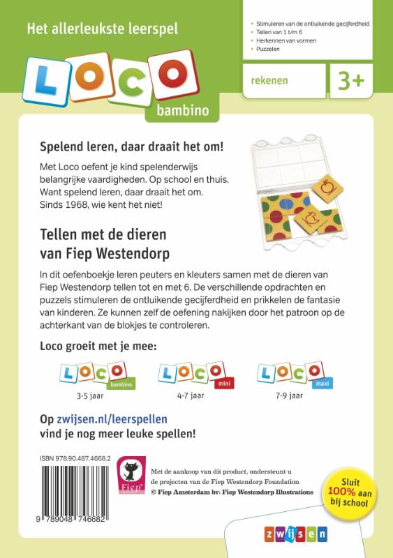 Achterkant van Fiep Westendorp tellen met dieren